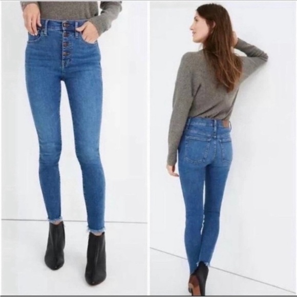 Madewell 9” Mid Rise Skinny Button Fly Jeans - Picture 1 of 7